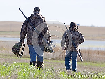 Father and Son hunters Stock Photo