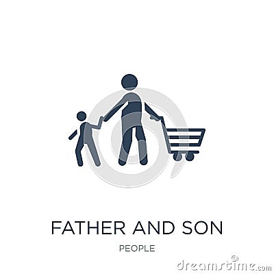 father and son shopping icon in trendy design style. father and son shopping icon isolated on white background. father and son Vector Illustration