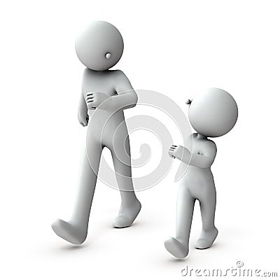 Father and son walking. Enjoyable conversation while walking. Important communication. Exercise to improve physical fitness. Stock Photo