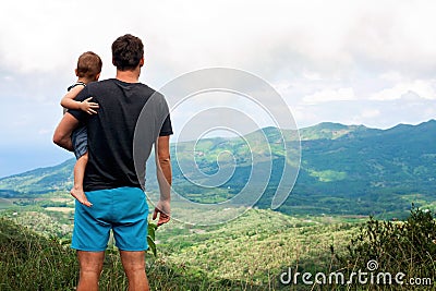 Father and son enjoying the view, mauritius Editorial Stock Photo