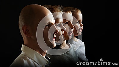 Father and sons, the concept of genetics and heredity. Stock Photo