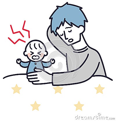 Father soothing a fussy baby illustration Vector Illustration