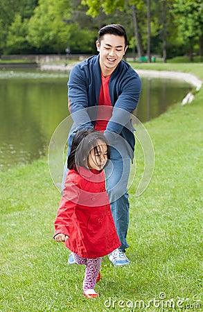 Father spends his free time with her daughter Stock Photo