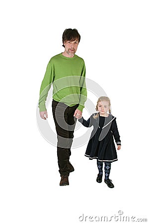 Father walking with daughter Stock Photo