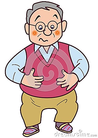 A father who is worried about his stomach coming out due to metabolic syndrome Vector Illustration