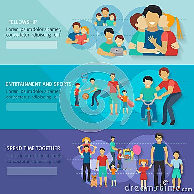 Fatherhood Banner Set Vector Illustration