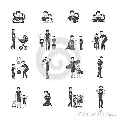 Fatherhood Icon Set Vector Illustration