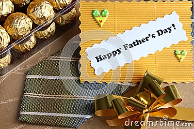 Fathers Day Card and Gifts - Stock Photo Stock Photo