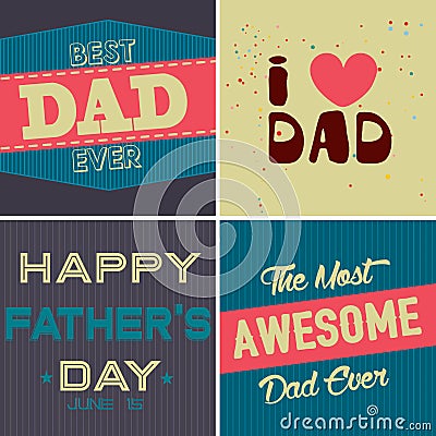 Fathers day card, retro style. vector illustration Stock Photo