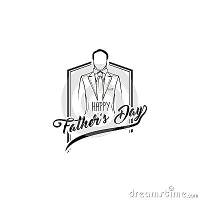 Fathers day card. Suit, Necktie. Fathers day symbols. Dad greeting. Happy Fathers day text. Vector. Vector Illustration