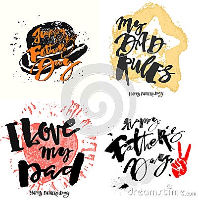 Fathers day concept hand lettering motivation posters. Vector Illustration