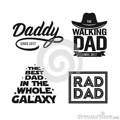 Fathers day gift for dad t-shirt design set. Vector vintage illustration. Vector Illustration