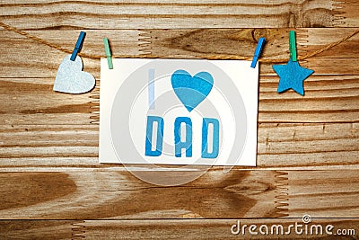 Fathers day message with felt heart and star Stock Photo