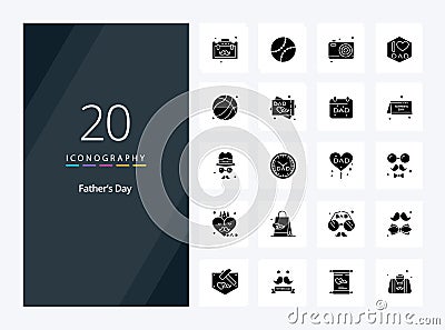 20 Fathers Day Solid Glyph icon for presentation Vector Illustration