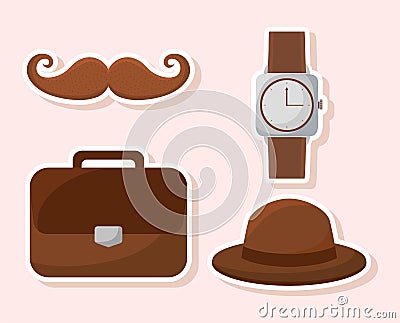 fathers icons set Vector Illustration