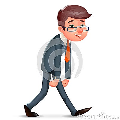 Fatigue Pleased Happy Satisfied Tired Weary Businessman Walk Cartoon Design Character Vector Illustration Vector Illustration