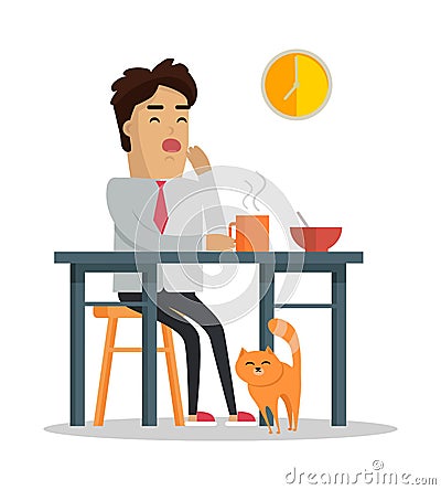 Fatigue After Work Day Flat Style Illustration Vector Illustration