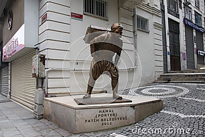 Fatih district - porter statue Editorial Stock Photo