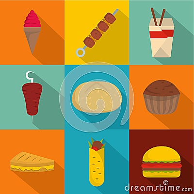 Fatness icons set, flat style Stock Photo