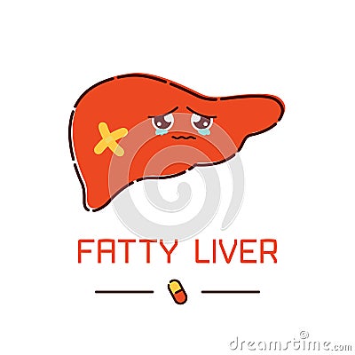 Fatty liver poster Cartoon Illustration