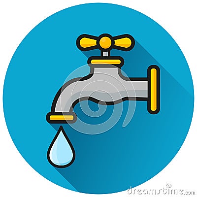 Faucet circle blue icon concept Vector Illustration