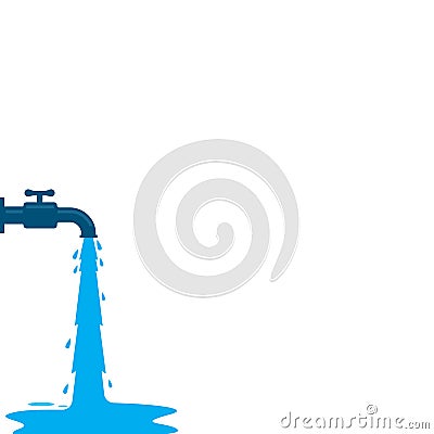 the faucet opens and the water flows to the floor or ground vector illustration design template Vector Illustration
