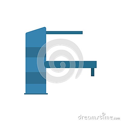 Faucet side view symbol equipment water tap vector icon. Household blue bathroom sink pipe isolated illustration Vector Illustration