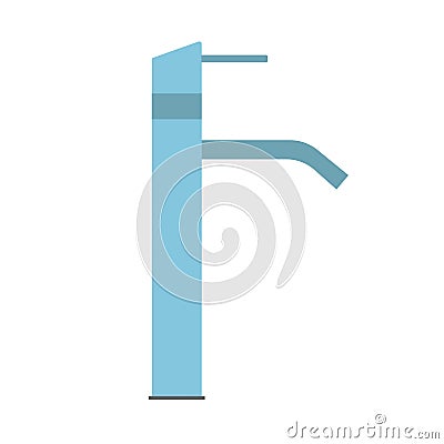 Faucet side view symbol equipment water tap vector icon. Household blue bathroom sink pipe isolated illustration Vector Illustration