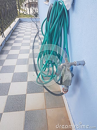 faucet tap hose watering scheduler Stock Photo