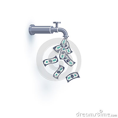 Open Money Faucet Passive Income Isolated Illustration Vector Illustration