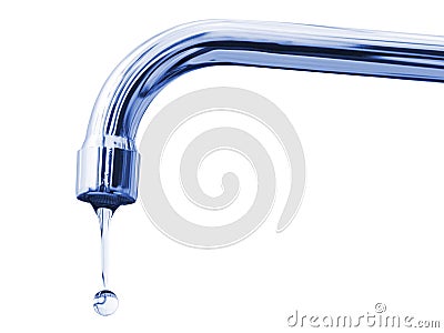 Faucet and water drop Stock Photo