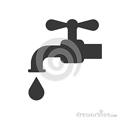 Faucet and water droplet icon, saving water concept Vector Illustration