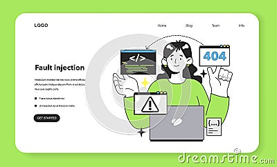 Fault injection web banner or landing page. Software testing methodology. Vector Illustration