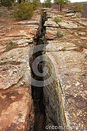 Fault line or fracture in the earth Stock Photo