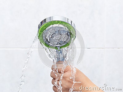 Faulty shower head Stock Photo