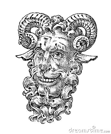 Faun or Satyr in ancient mythology. Fantasy Greek creature. Forest deity. Vintage engraving style. hand drawn old Vector Illustration