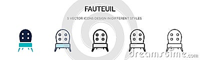 Fauteuil icon in filled, thin line, outline and stroke style. Vector illustration of two colored and black fauteuil vector icons Vector Illustration