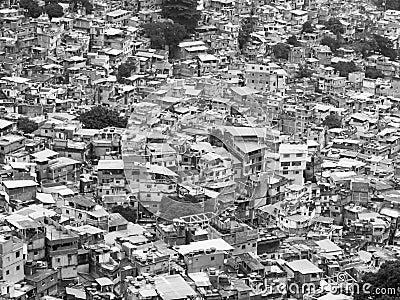 Favela or slums, Rio de Janeiro, black and white Stock Photo