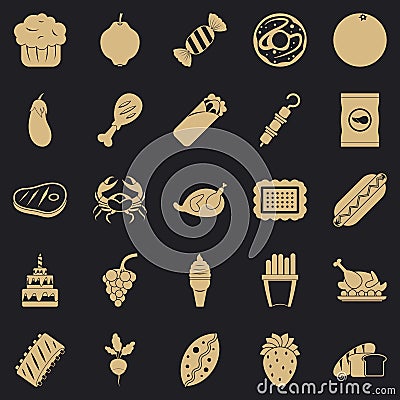 Favorite delicacy icons set, simple style Vector Illustration