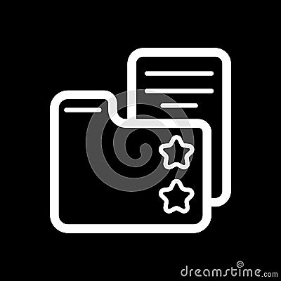 Favorite folder with star sign vector icon. Black and white folder with documents illustration. Outline linear icon. Vector Illustration