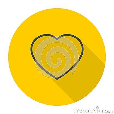 Favorite icon with long shadov, heart sign Vector Illustration