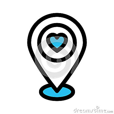 Favorite location, heart fill vector icon which can easily modify or edit Vector Illustration