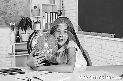 favorite subject. teachers day. pupil kid study lesson. child learn geography. Stock Photo
