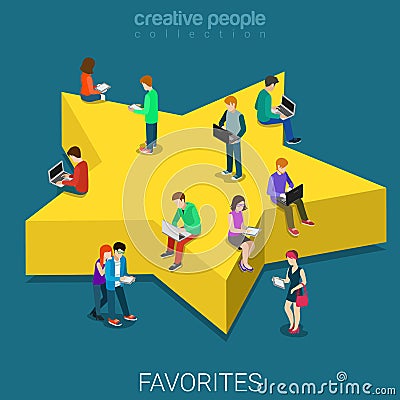 Favorites star flat 3d isometric vector Vector Illustration