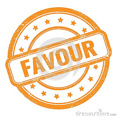 FAVOUR text on orange grungy vintage round stamp Stock Photo