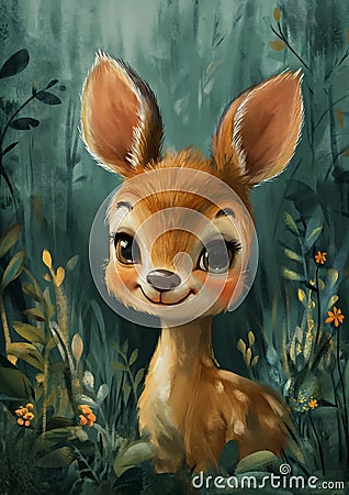 fawn woods flowers plants design smiled face clear background fluffy highly princess black small nose aliased Stock Photo