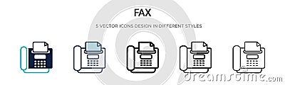 Fax icon in filled, thin line, outline and stroke style. Vector illustration of two colored and black fax vector icons designs can Vector Illustration