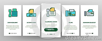 Fax Printer Onboarding Icons Set Vector Vector Illustration