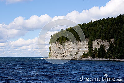 Fayette Harbor and Cliffs 702510 Stock Photo