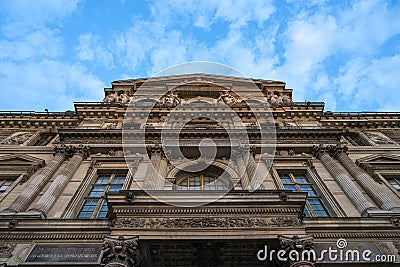 Façade of the Sully Pavilion or Exit of the Square Court (Cour Carré) Stock Photo